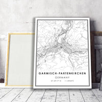 
              Garmisch-Partenkirchen, Germany Modern Style Map Print 
            