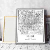 
              Beijing, China Modern Style Map Print 
            