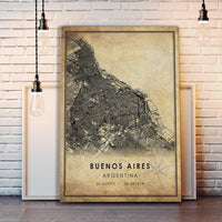 Buenos Aires, Argentina Vintage Style Map Print 
