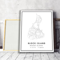 
              Block Island, Rhode Island Modern Map Print 
            