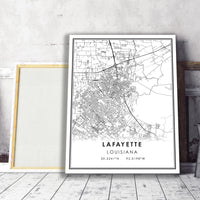 
              Lafayette, Louisiana Modern Map Print 
            