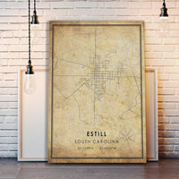 Estill, South Carolina Vintage Style Map Print 