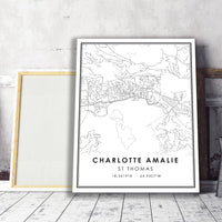 Charlotte Amalie, ST Thomas Modern Map Print 