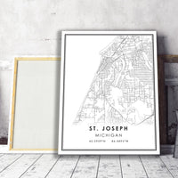 St. Joseph, Michigan Modern Map Print 