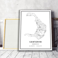 
              Santorini, Greece Modern Style Map Print
            