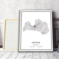 Latvia, Europe Modern Style Map Print