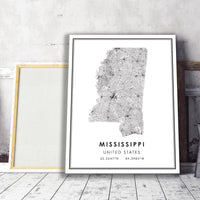Mississippi, United States Modern Style Map Print 