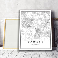 Clarksville, Tennessee Modern Map Print 