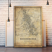 
              Bucaramanga, Colombia Vintage Style Map Print 
            