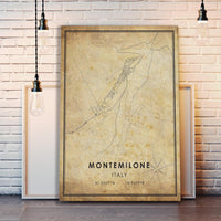 Montemilone, Italy Vintage Style Map Print 