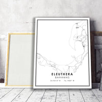 
              Eleuthera, Bahamas Modern Style Map Print 
            