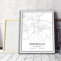 Centreville, Alabama Modern Map Print 