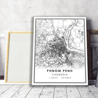 
              Phnom Penh, Cambodia Modern Style Map Print 
            