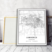 Lawrence, Kansas Modern Map Print