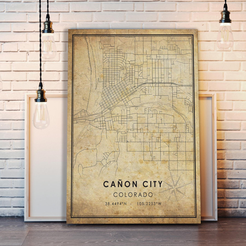 Canon City, Colorado Vintage Style Map Print 