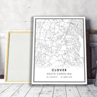 
              Clover, South Carolina Modern Map Print 
            