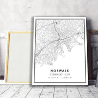 Norwalk, Connecticut Modern Map Print 