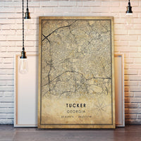 
              Tucker, Georgia Vintage Style Map Print 
            