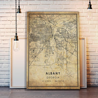 Albany, Georgia Vintage Style Map Print 