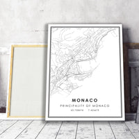 
              Monaco, Principality of Monaco Modern Style Map Print 
            