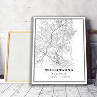 Wollongong, Australia Modern Style Map Print 