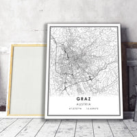 
              Graz, Austria Modern Style Map Print 
            