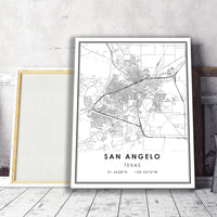 
              San Angelo, Texas Modern City Map Print
            