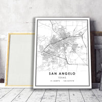 San Angelo, Texas Modern City Map Print