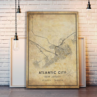 Atlantic City, New Jersey Vintage Style Map Print