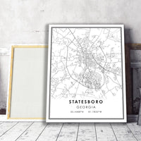 Statesboro, Georgia Modern Map Print 