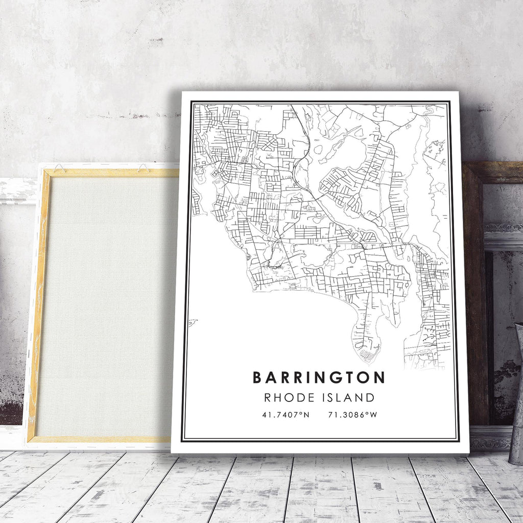 Barrington, Rhode Island Modern Map Print 