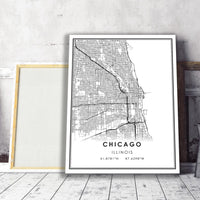
              Chicago, Illinois Modern Map Print 
            