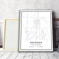 Oologah, Oklahoma Modern Map Print 