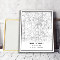 
              Northville, Michigan Modern Map Print 
            