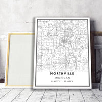 Northville, Michigan Modern Map Print 
