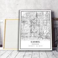 Carmel, Indiana Modern Map Print 