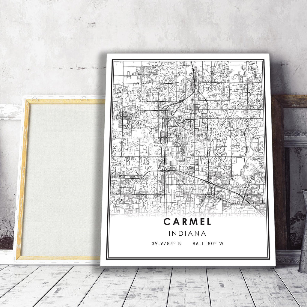 Carmel, Indiana Modern Map Print 