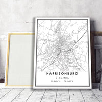 
              Harrisonburg, Virginia Modern Map Print 
            