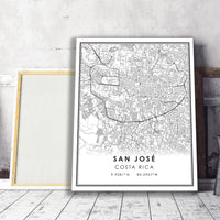 San Jose, Costa Rica Modern Style Map Print