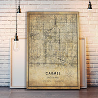 Carmel, Indiana Vintage Style Map Print 
