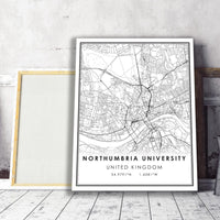
              Northumbria University, United Kingdom Modern Style Map Print 
            
