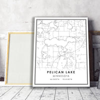 Pelican Lake, Minnesota Modern Map Print 