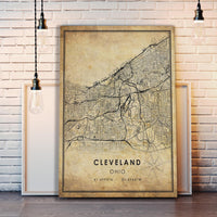 
              Cleveland, Ohio Vintage Style Map Print 
            