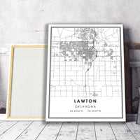 
              Lawton, Oklahoma Modern Map Print 
            