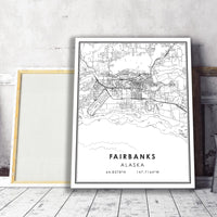 
              Fairbanks, Alaska Modern Map Print 
            