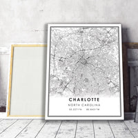 
              Charlotte, North Carolina Modern Map Print 
            