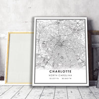 Charlotte, North Carolina Modern Map Print 