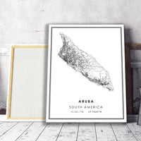 
              Aruba, South America Modern Style Map Print 
            