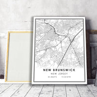 New Brunswick, New Jersey Modern Map Print 