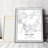 
              Fox Lake, Illinois Modern Map Print 
            